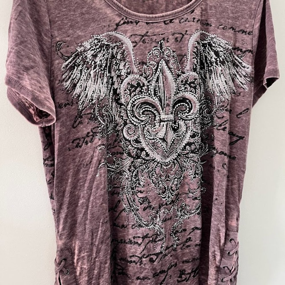Rock burnout top with tie detail